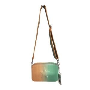 Vintage Havana perforated peach ombre ‎  crochet adjustable strap crossbody bag